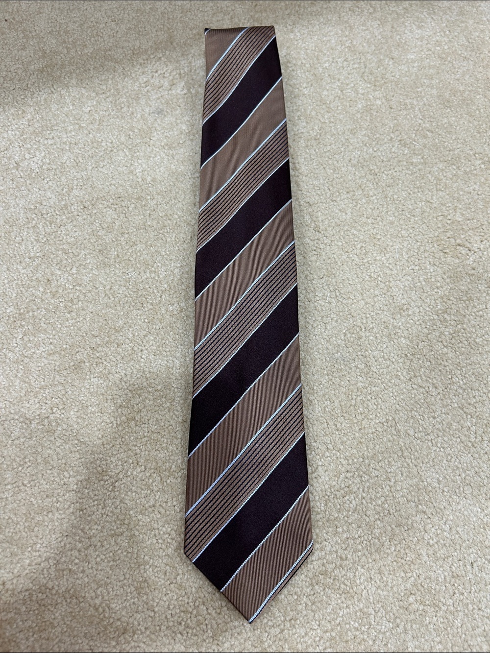 New Ermenegildo Zenga Classic Brown and Black Striped Men’s Tie